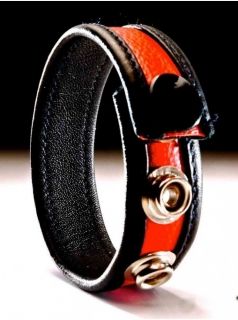 Leather Adjustable Cock Strap Black / Red