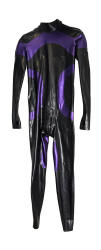 Re-Kinked - Kink Projects "Double O" Catsuit - Black & Purple - Custom Size (Small)