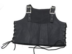 Re-Kinked - Real Leather Men's Black Crop Top with Shoulder Buckles