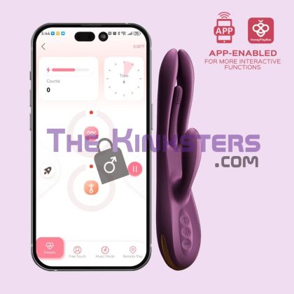 TERRI App-Controlled Kinky Finger Tapping Rabbit Vibrator-Purple
