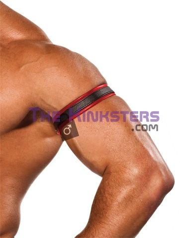 Leather Bicep Band Black & Red