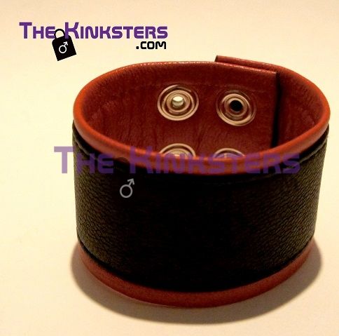 Leather Wrist Band Black & Red
