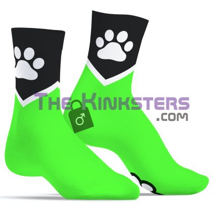 Kinky Puppy Sneaker Socks PUPPY PAW Neon Green