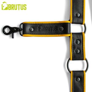 BRUTUS Leather Leg Harness Black & Yellow