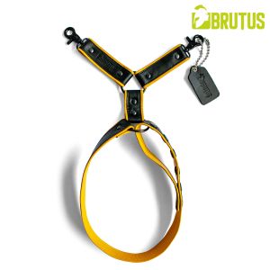 BRUTUS Leather Leg Harness Black & Yellow