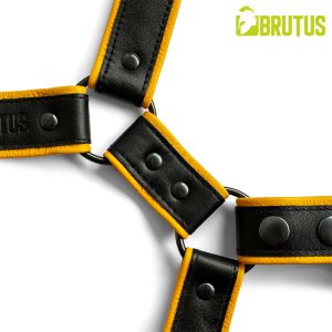 BRUTUS Leather Leg Harness Black & Yellow