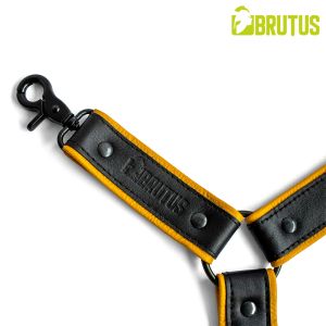 BRUTUS Leather Leg Harness Black & Yellow