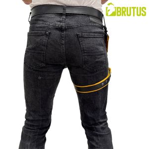 BRUTUS Leather Leg Harness Black & Yellow