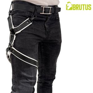BRUTUS Leather Leg Harness Black & White