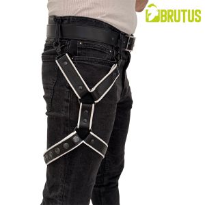BRUTUS Leather Leg Harness Black & White