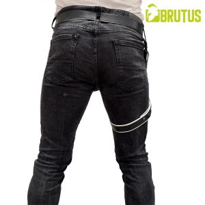 BRUTUS Leather Leg Harness Black & White