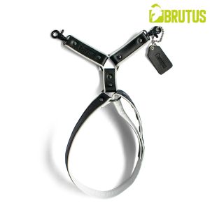 BRUTUS Leather Leg Harness Black & White