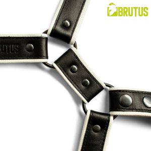 BRUTUS Leather Leg Harness Black & White