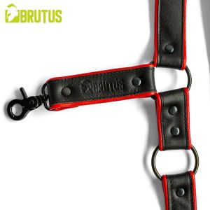 BRUTUS Leather Leg Harness Black & Red