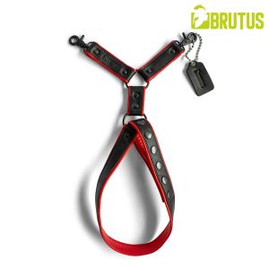 BRUTUS Leather Leg Harness Black & Red
