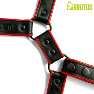 BRUTUS Leather Leg Harness Black & Red