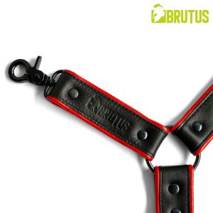 BRUTUS Leather Leg Harness Black & Red