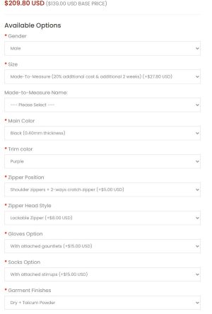 Re-Kinked - Kink Projects "Double O" Catsuit - Black & Purple - Custom Size (Small)