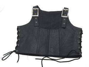 Re-Kinked - Real Leather Men's Black Crop Top with Shoulder Buckles
