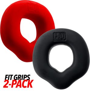 Hünkyjunk Fit Grips 2-Pack ErgoFit Cockrings - Black/Red
