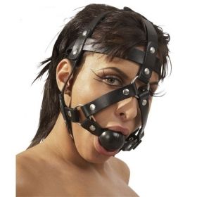 Leather Head Harness and Ball Gag