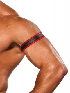 Leather Bicep Band Black &amp; Red
