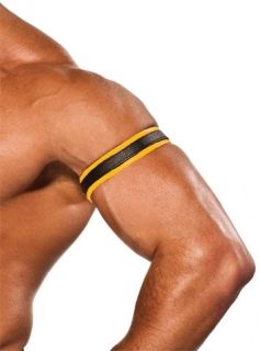 Leather Bicep Band Black &amp; Yellow